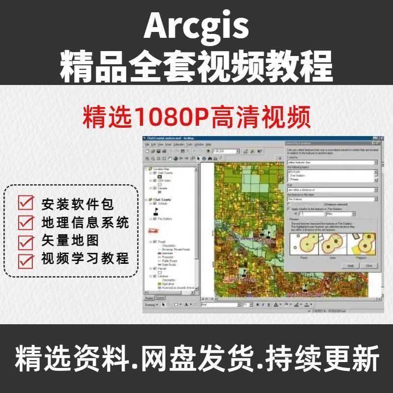 arcgis视频教程从入门到精通教学资料素材地图下载器含GIS10-10.8