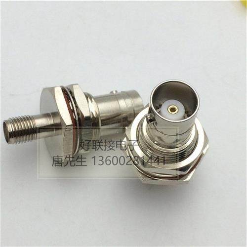 BNC母转SMA母RF转接头BNC/SMAKKY带螺母垫片可固定射频连接器