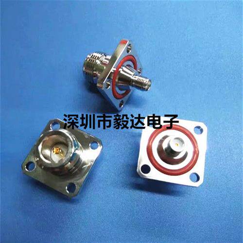 RF转接头SMA母头转N型母头25mm四孔法兰加厚方板防水圈N/SMA-KKF