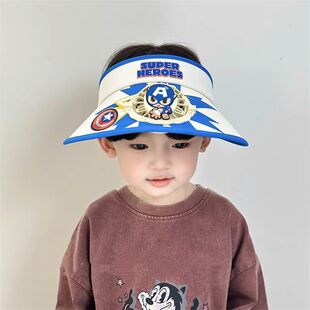 儿童帽子夏季遮阳帽男女童带电风扇空顶帽大檐透气凉帽宝宝防晒帽