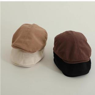 简约男童帽子春秋帅气炸街痞帅前进帽女童画家帽儿童贝雷帽英伦风