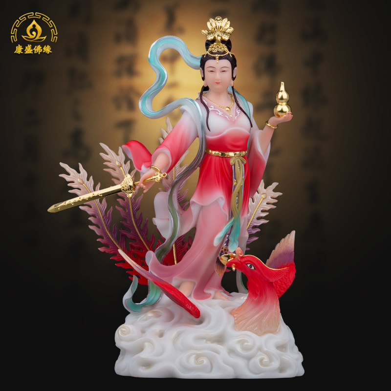 九天玄女汉白玉神像摆件中式客厅