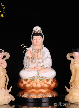 善财童子汉白玉观音护法像