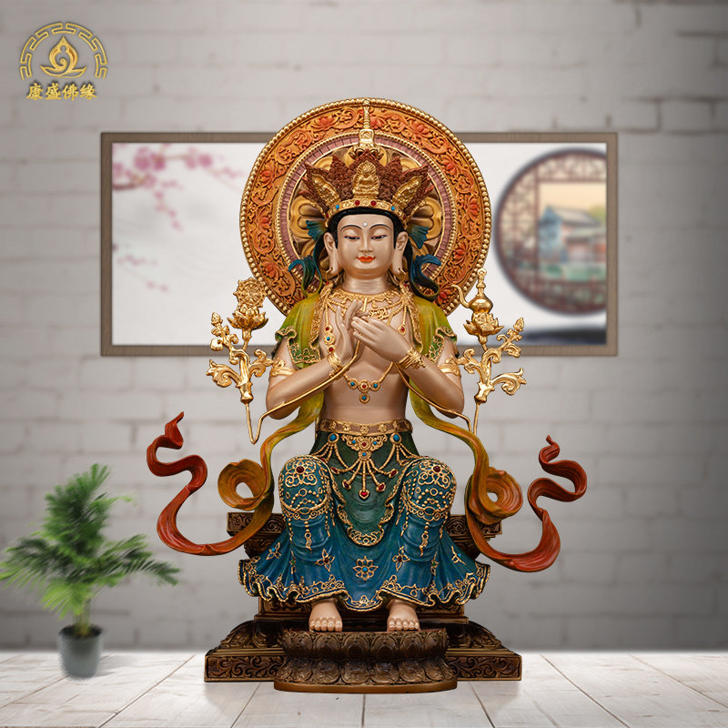 天冠密宗弥勒佛像19寸慈无能阿逸多弥勒菩萨尊佛纯铜摆件家居供奉