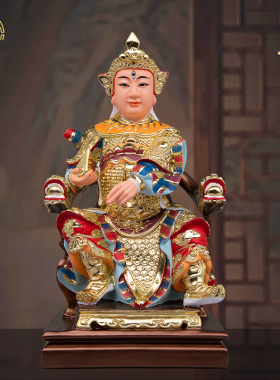华光大帝神像树脂金缕彩客厅摆件