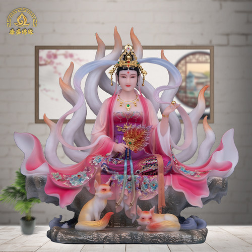 汉白玉中式客厅九尾娘娘神像佛像