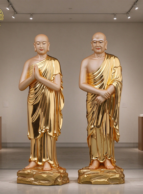 阿难迦叶尊者像左右弟子供奉摆件