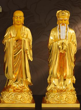 闵公道明神像客厅纯铜贴金摆件