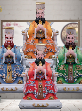 四海龙王神像摆件汉白玉保平安