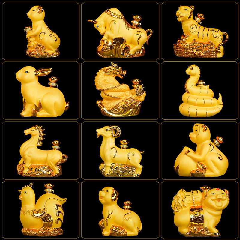 景德镇陶瓷酒瓶五斤装镀金十二生肖空酒坛子密封泡酒罐子专用摆件,餐饮具,家用酒壶,淘宝优惠券,粉丝福利购,淘宝优惠卷