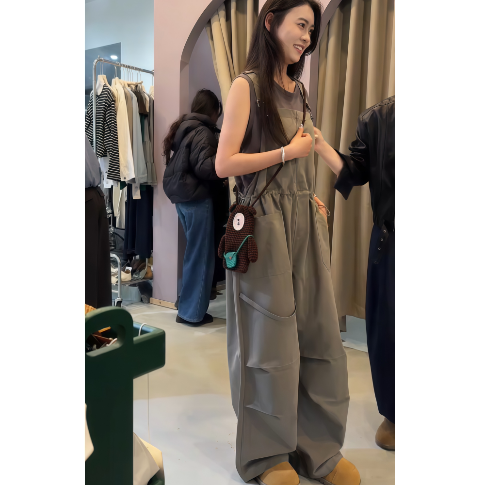 2026年春季新款休闲风背带裤女宽松百搭显瘦高级感松弛感连体裤女