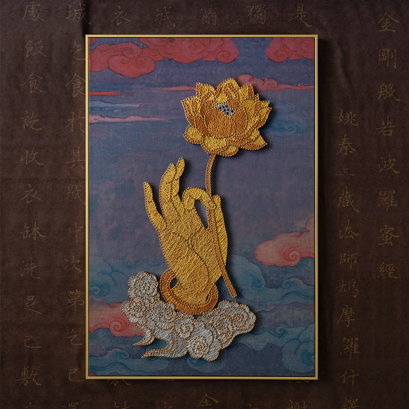 弦丝画中式diy手工制作禅意礼物材料包莲花钉子画送长辈绕线画