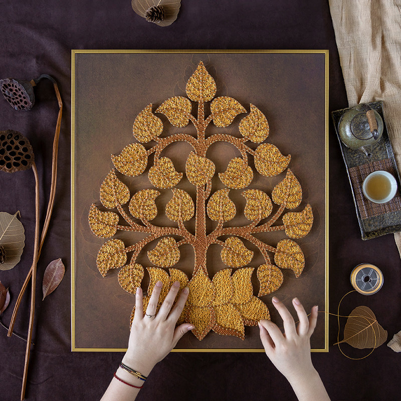 弦丝画创意diy手工制作送长辈礼物钉子画绕线画中式禅意装饰画