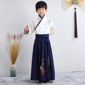 儿童古装汉服春秋款中国风女童汉服男童唐装三件套小孩国学演出服