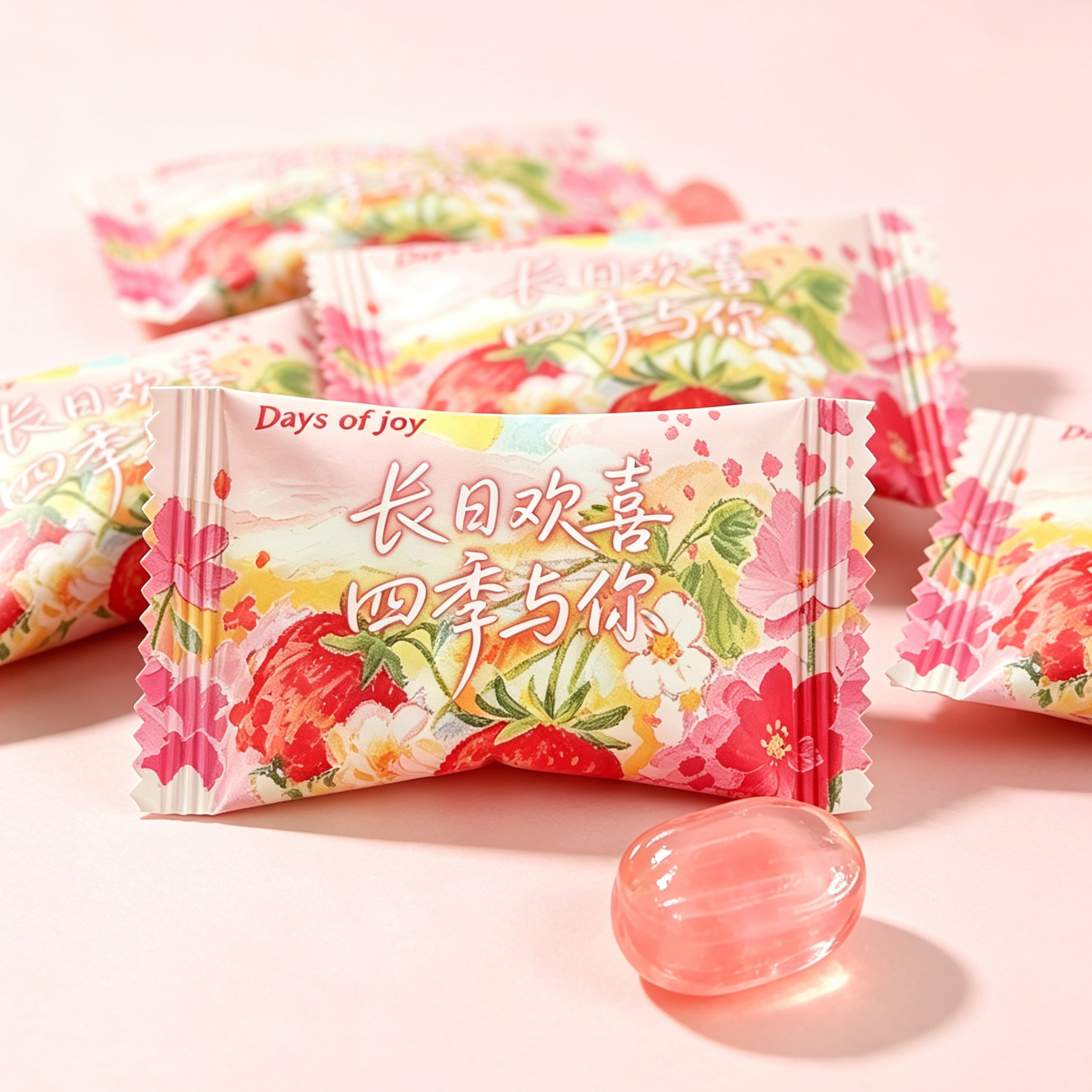 汇福园草莓夹心水果糖500g