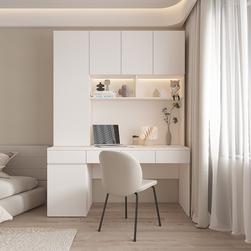书桌书柜一体靠墙成人家用实木书架学生电脑写字桌卧室桌子办公桌,住宅家具,电脑桌,淘宝优惠券,粉丝福利购,淘宝优惠卷
