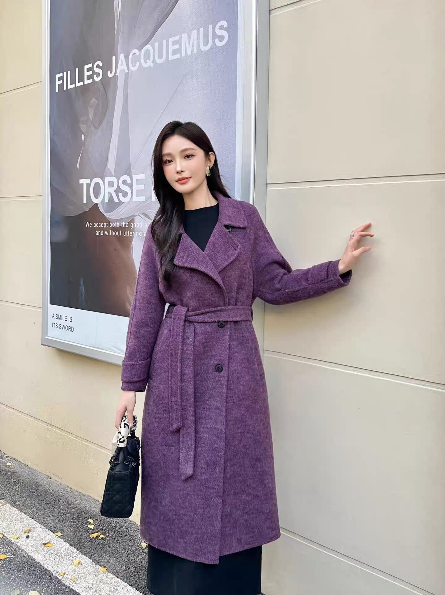 超好看时尚双面羊绒大衣女洋气冬季2025新款高级感减龄毛呢厚外套