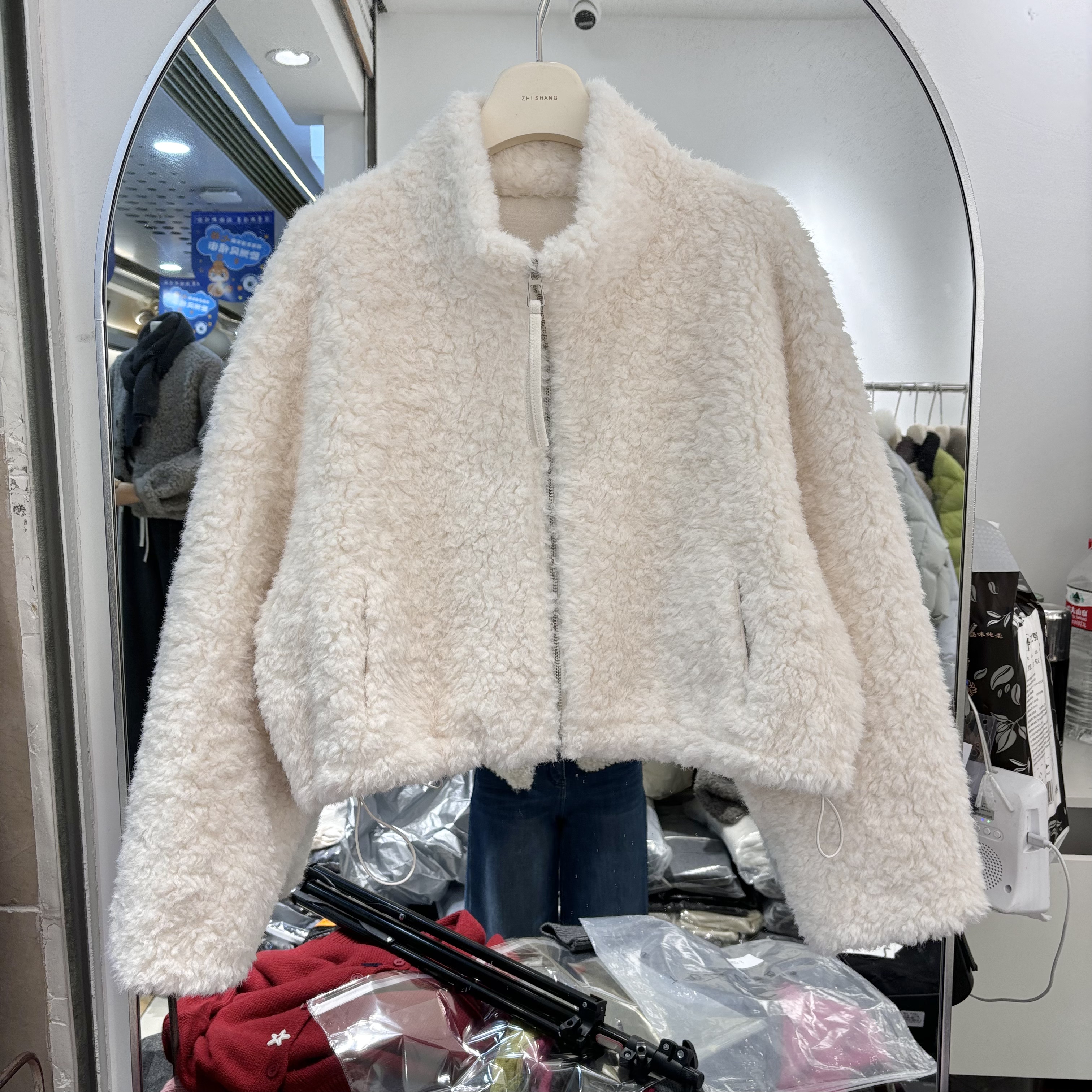 韩版休闲羊羔毛外套2025秋冬甜美减龄立领拉链保暖显瘦外套女8785,女装/女士精品,短外套,淘宝优惠券,粉丝福利购,淘宝优惠卷