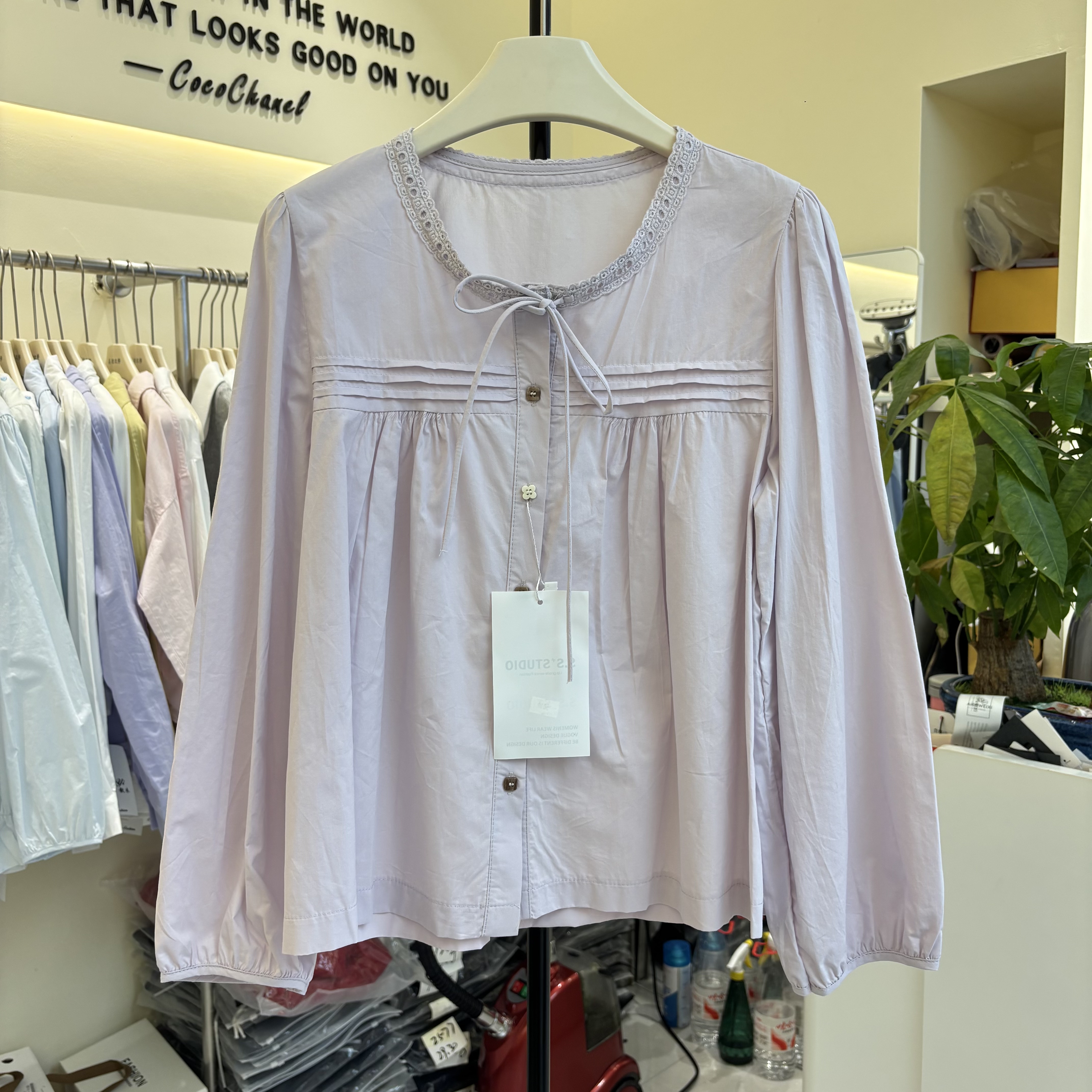 2026春季新款韩版宽松显瘦百搭圆领长袖衬衫女休闲上衣