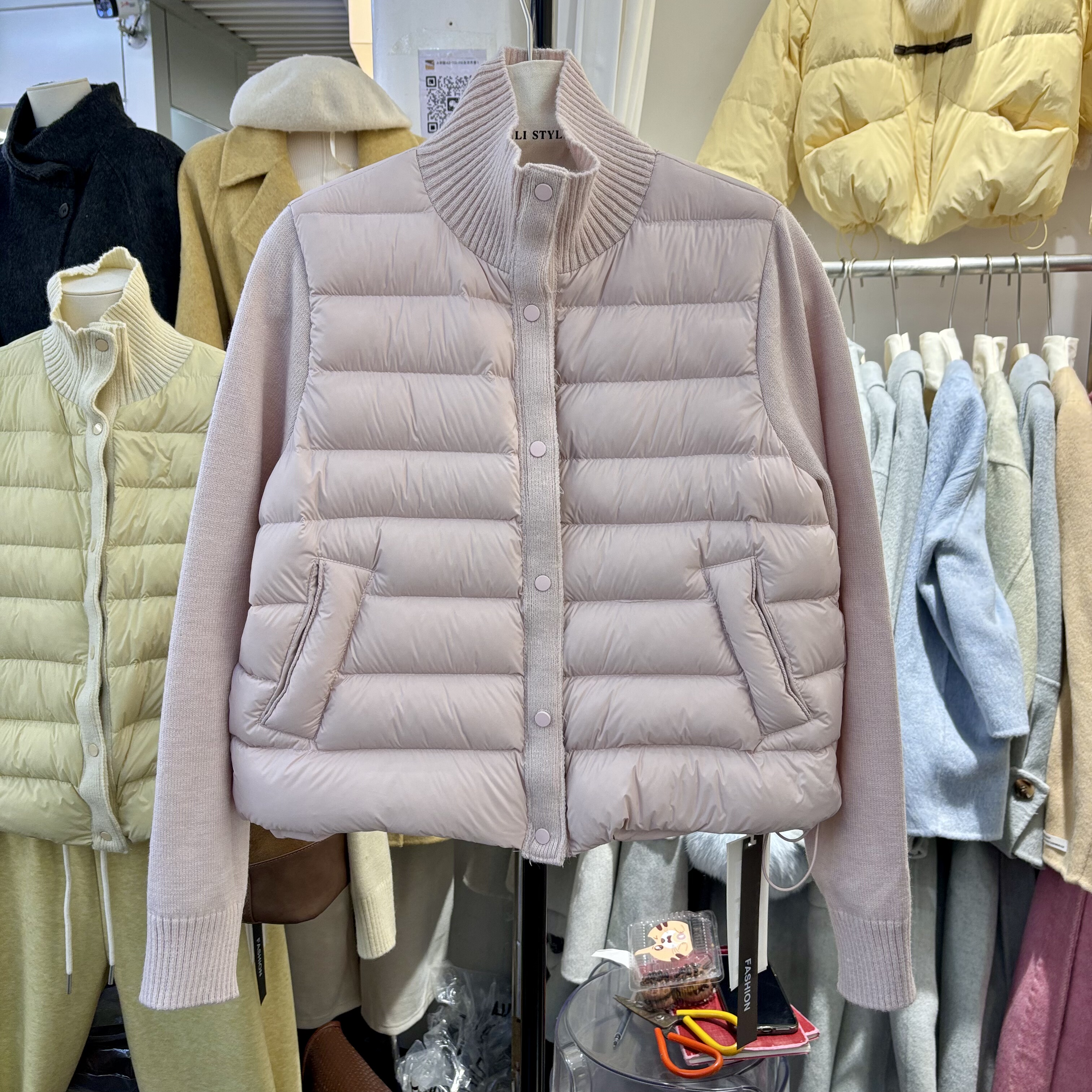 欧洲站针织立领拼接羽绒服女秋冬2025新款韩版保暖短款轻薄外套女