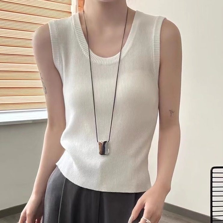 欧洲站软糯细羊毛吊带背心女2025纯色显瘦无袖内搭打底上衣13005