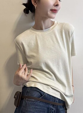 韩系休闲风圆领短袖T恤女2026春夏新款宽松显瘦百搭简约上衣31761
