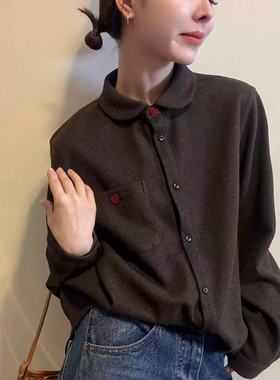 韩式正品翻领爱心扣针织衫女冬季新款保暖显瘦百搭长袖上衣31190