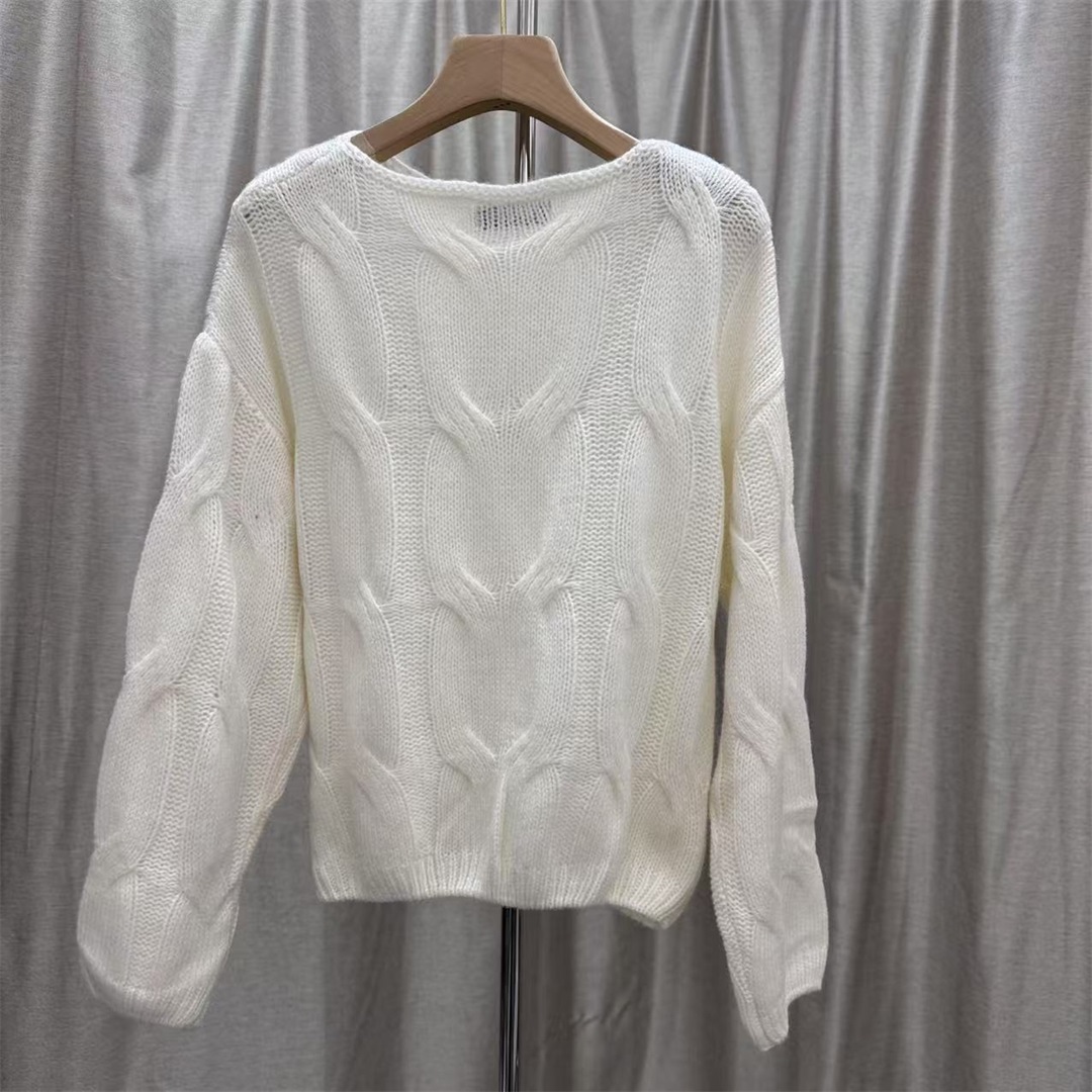 2025冬季时尚百搭圆领麻花针织衫女韩系正品宽松显瘦毛衣上衣8295