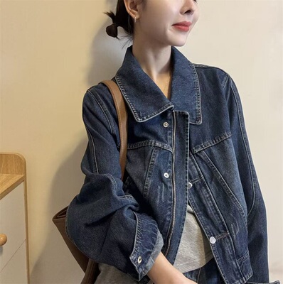 特欧洲站正品复古翻领牛仔外套女2026春季季新款短款显瘦上衣9973