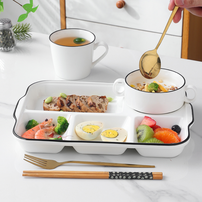 陶瓷分格餐盘一人食餐具套装