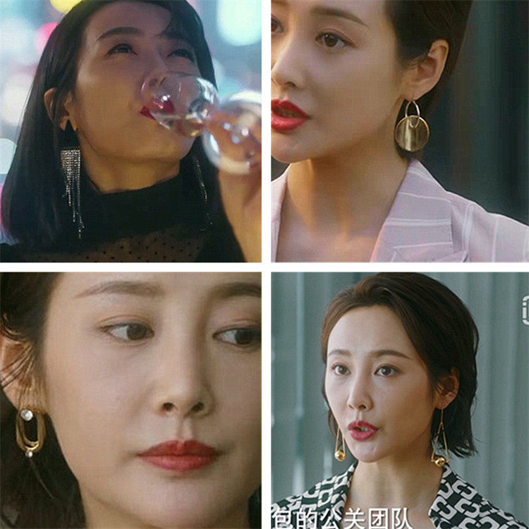 其实他没有那么爱你同款耳环女 925纯银针宋茜任染同款李纯孙艺荷