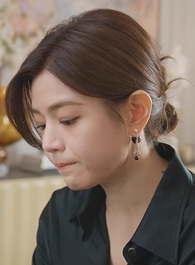 亲爱的仇敌陈凯西同款耳环陈妍希铁塔黑珍珠耳钉气质高级感耳饰女