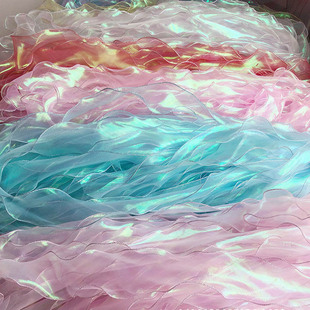 幻彩暮云纱人鱼姬布料七彩糖纸谷美背景布手工diy包装手作材料
