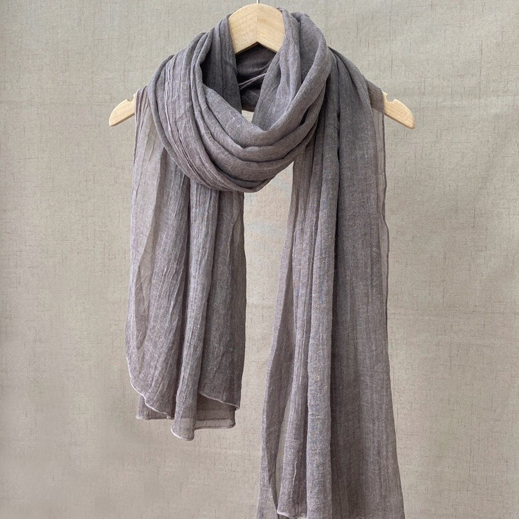 经典百搭纯色棉麻围巾