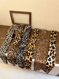 豹纹丝巾女新款美式复古豹纹系脖颈带千禧辣妹风薄款丝巾装饰领巾