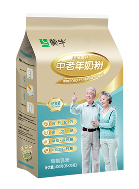 蒙牛铂金中老年人多维高钙奶粉400g*4袋牛奶粉调制乳粉营养食品