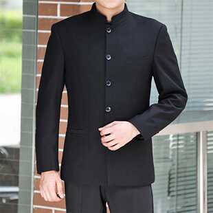 中山装男士青少年修身中华西服立领学生演出婚礼中式西装外套唐装