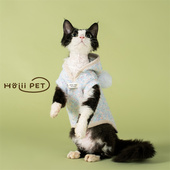 德文猫衣服无毛猫卫衣保暖毛衣韩版 HOiii PET可爱毛球针织帽衫