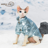 HOiii 潮牌羽绒服德文猫衣服90白鸭绒保暖无毛猫衣服潮酷 PET冬季