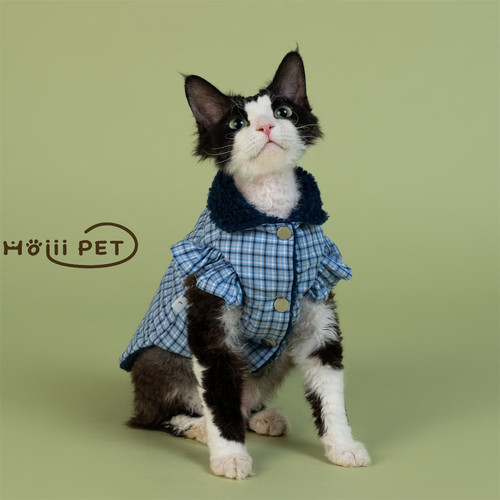 HOiiiPET格子羊羔毛德文猫衣服