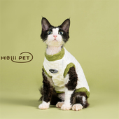 HOiii 秋冬潮牌拼色毛衣背心德文猫衣服无毛猫毛衣保暖加厚 PET