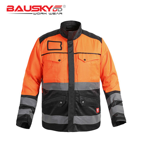 Bauskydd瑞典保世基工作服荧光橙警示高空工装夹克劳保安防户外服