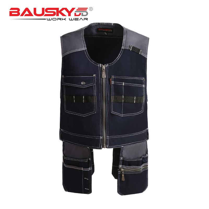Bauskydd瑞典保世基荧光黄多兜户外高空劳保耐磨警示反光马甲背心