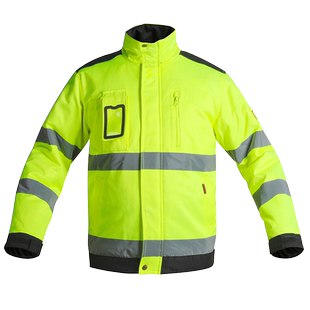 Bauskydd保世基工装棉服荧光黄棉衣夹克户外警示反光保暖棉大衣