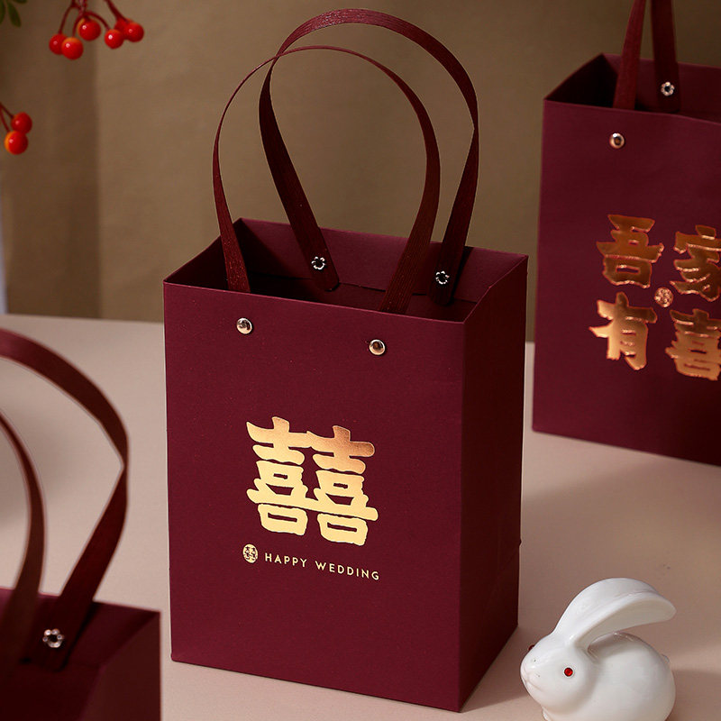 喜糖盒结婚喜糖袋订婚手提袋婚礼伴手礼盒空盒礼品袋子糖果包装盒