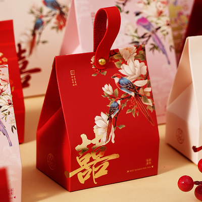 结婚糖盒新款高颜值中式婚礼伴手礼盒高级喜糖盒子简约糖果盒空盒
