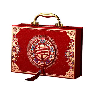 彩礼钱盒子男方订婚礼金箱10万现金彩礼盒聘金20万酒红植绒聘礼盒