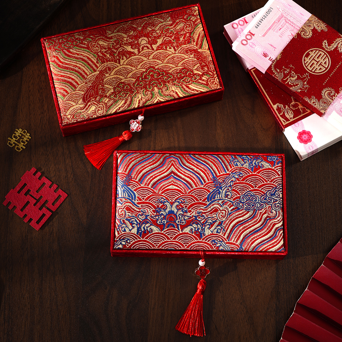 高奢结婚彩礼盒订婚银行卡礼金红包封提亲礼盒嫁妆聘礼敬茶改口费