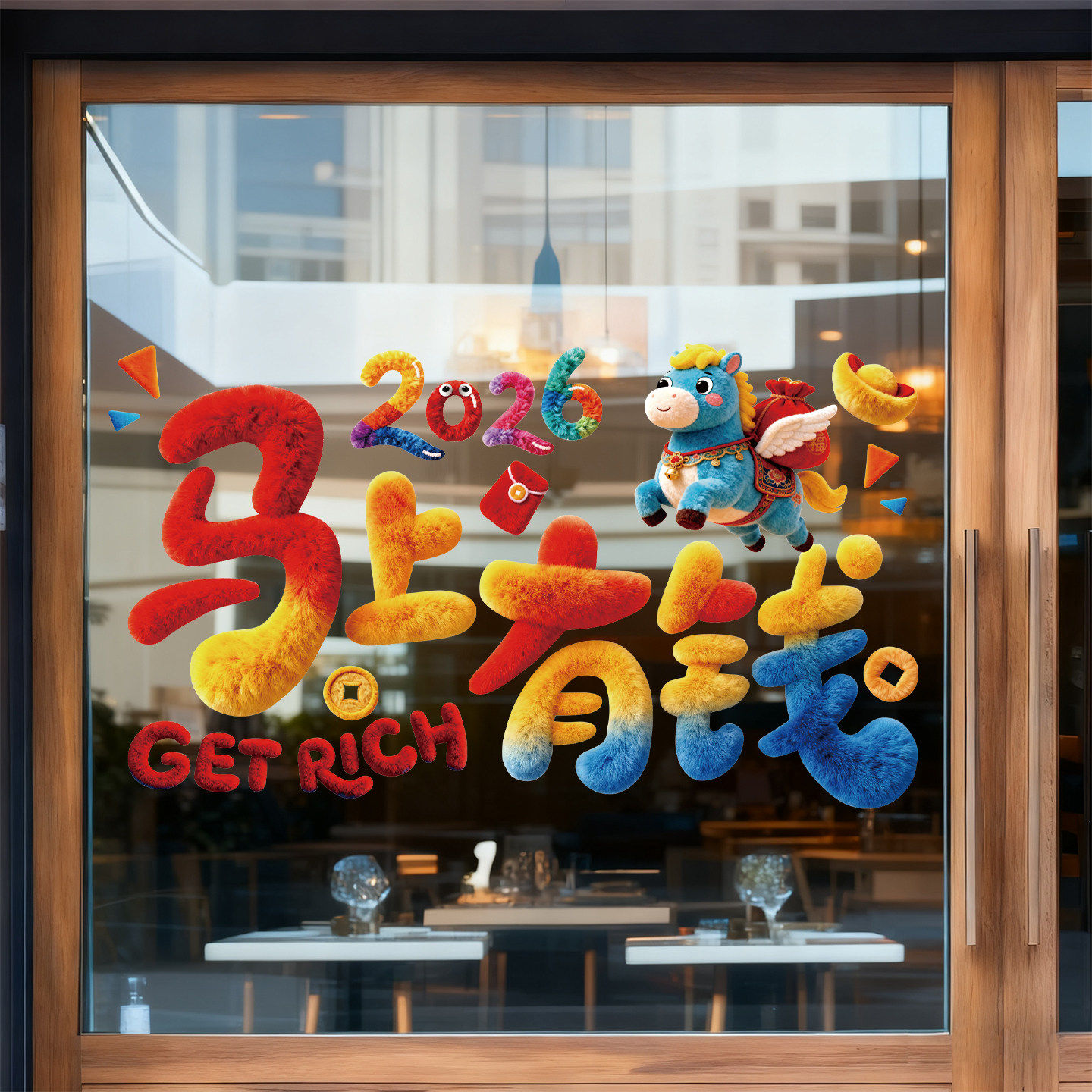 2026马年新年装饰窗花静电贴玻璃贴纸门贴过年店铺公司银行布置,节庆用品/礼品,福字/窗花/窗贴,淘宝优惠券,粉丝福利购,淘宝优惠卷