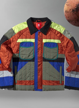 中国李宁20冬新款时装周时尚反伍男子翻领休闲短棉服AJMP041